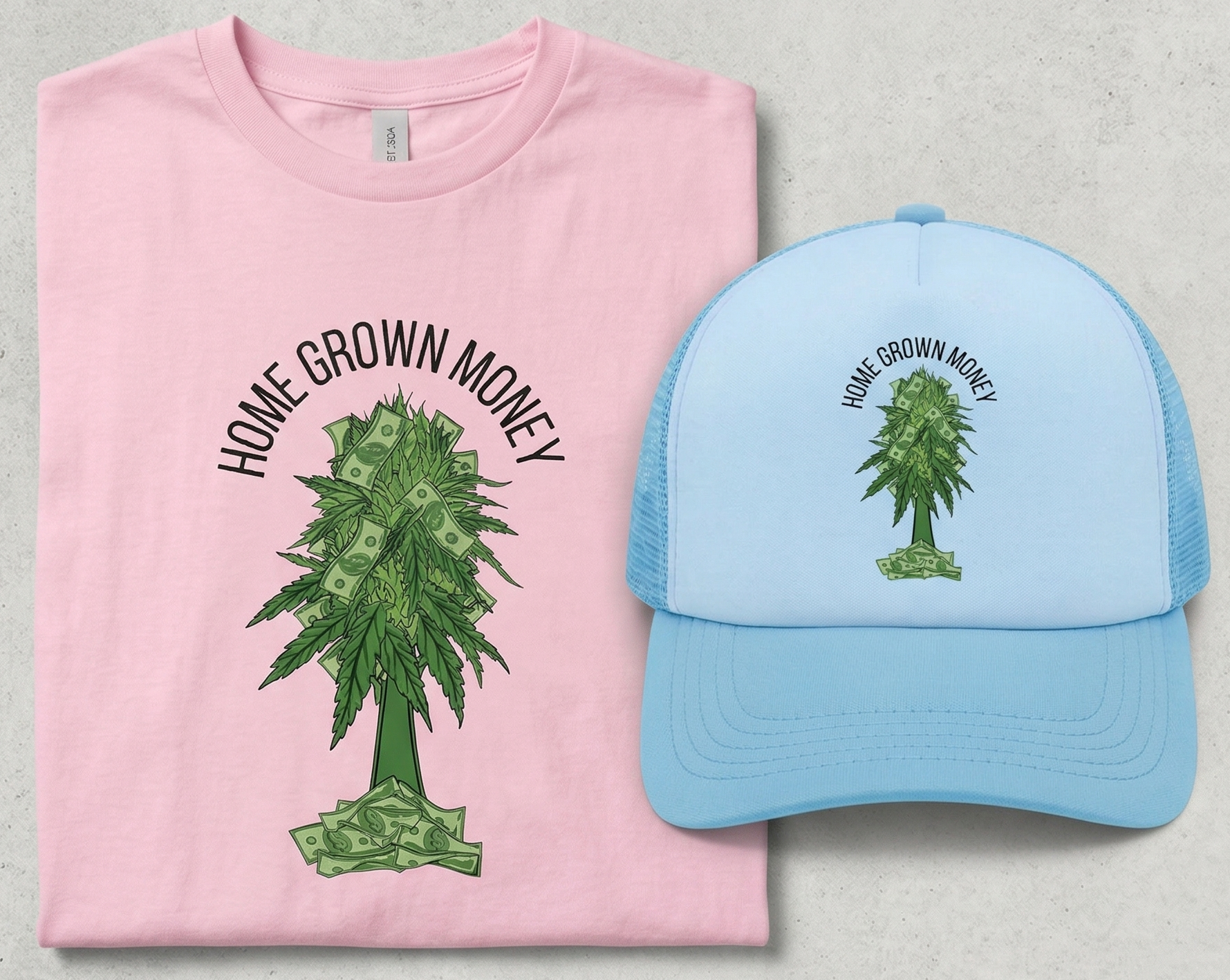 HGM Pink Tee + Blue Hat Combo